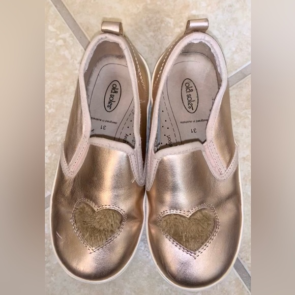 Old Soles Rose Gold slip on tennis shoes girl’s size 31 US 13.5 - Picture 14 of 15